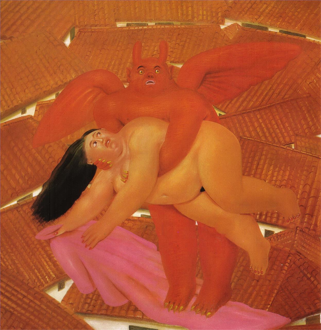 Femme enlevée par le démon Fernando Botero Peintures à l'huile
